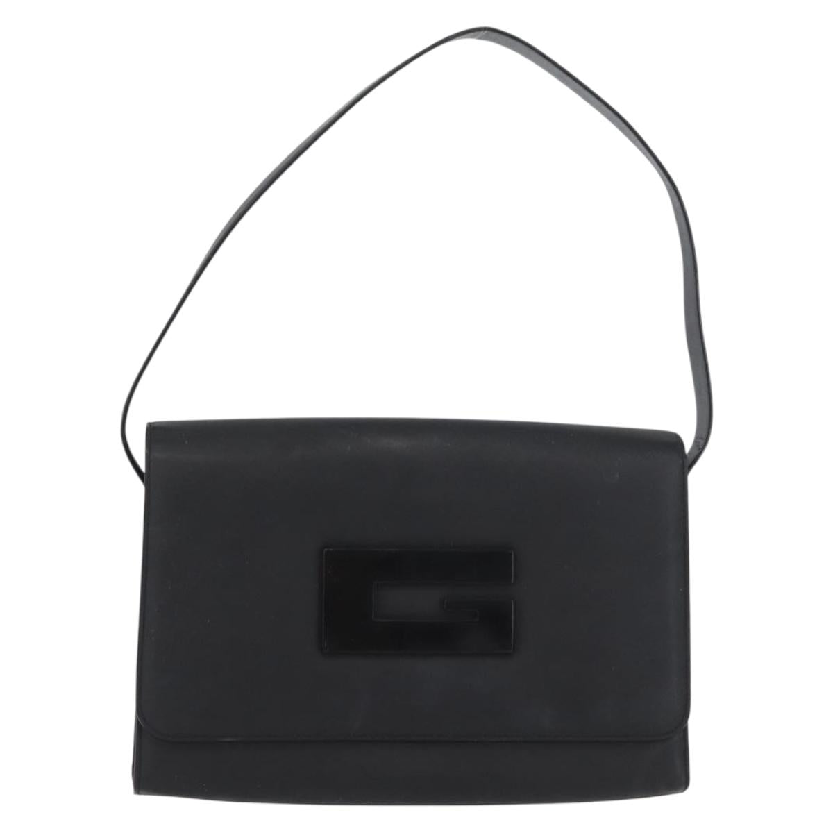 GUCCI Shoulder Bag Leather Black Silver 001 3064 Auth BSZ351