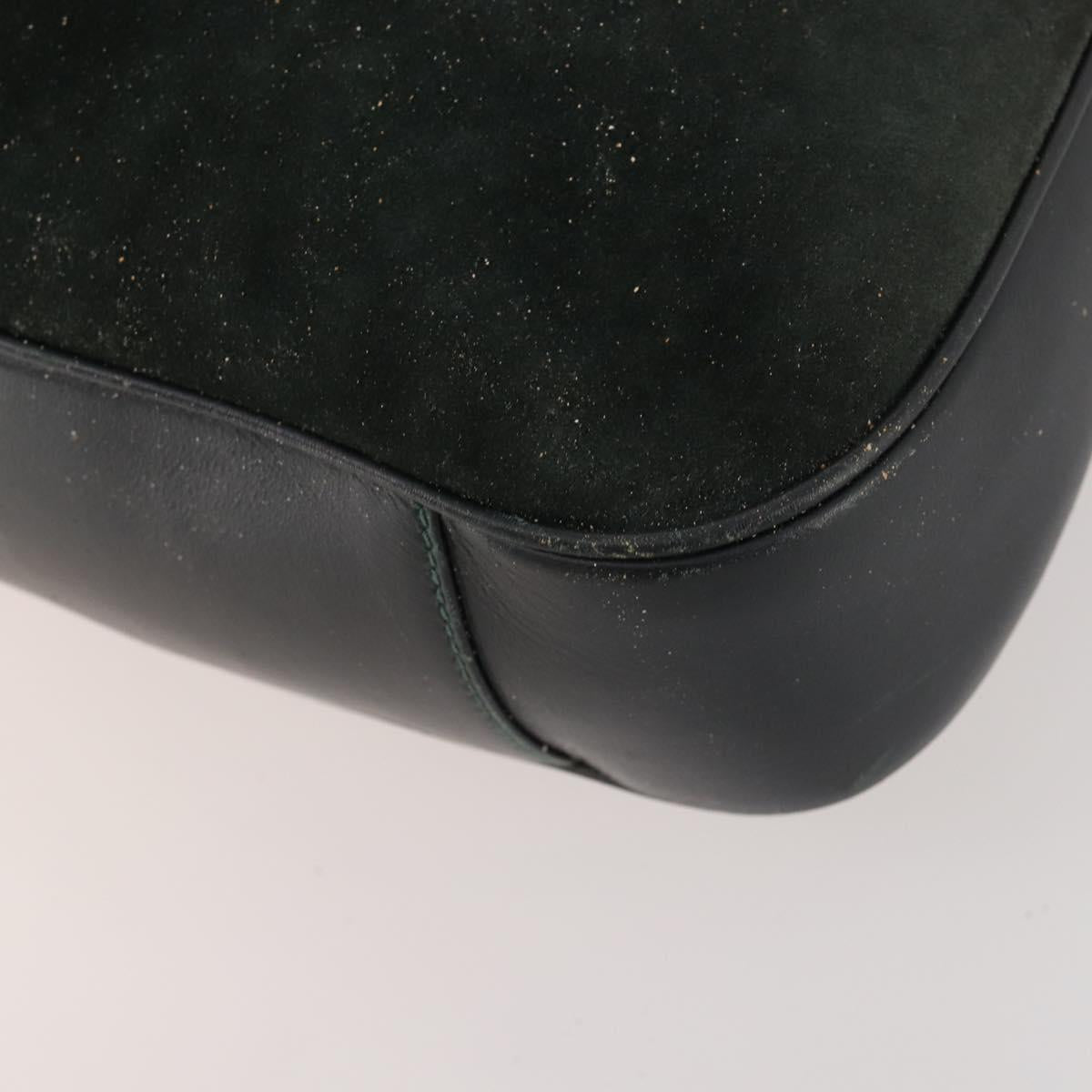GUCCI Bamboo Shoulder Bag Suede 2way Green Gold 001 3754 Auth BSZ354