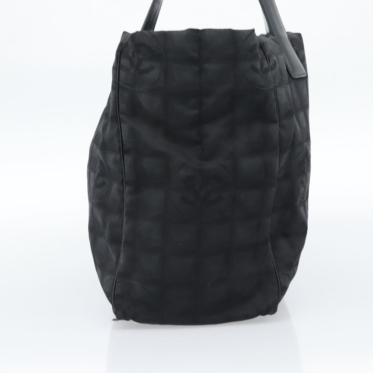 CHANEL New Travel Line Tote Bag Nylon Black Gold CC Auth BSZ356