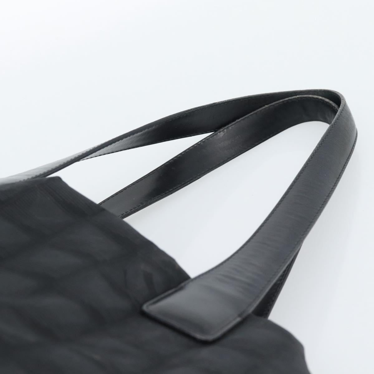 CHANEL New Travel Line Tote Bag Nylon Black Gold CC Auth BSZ356