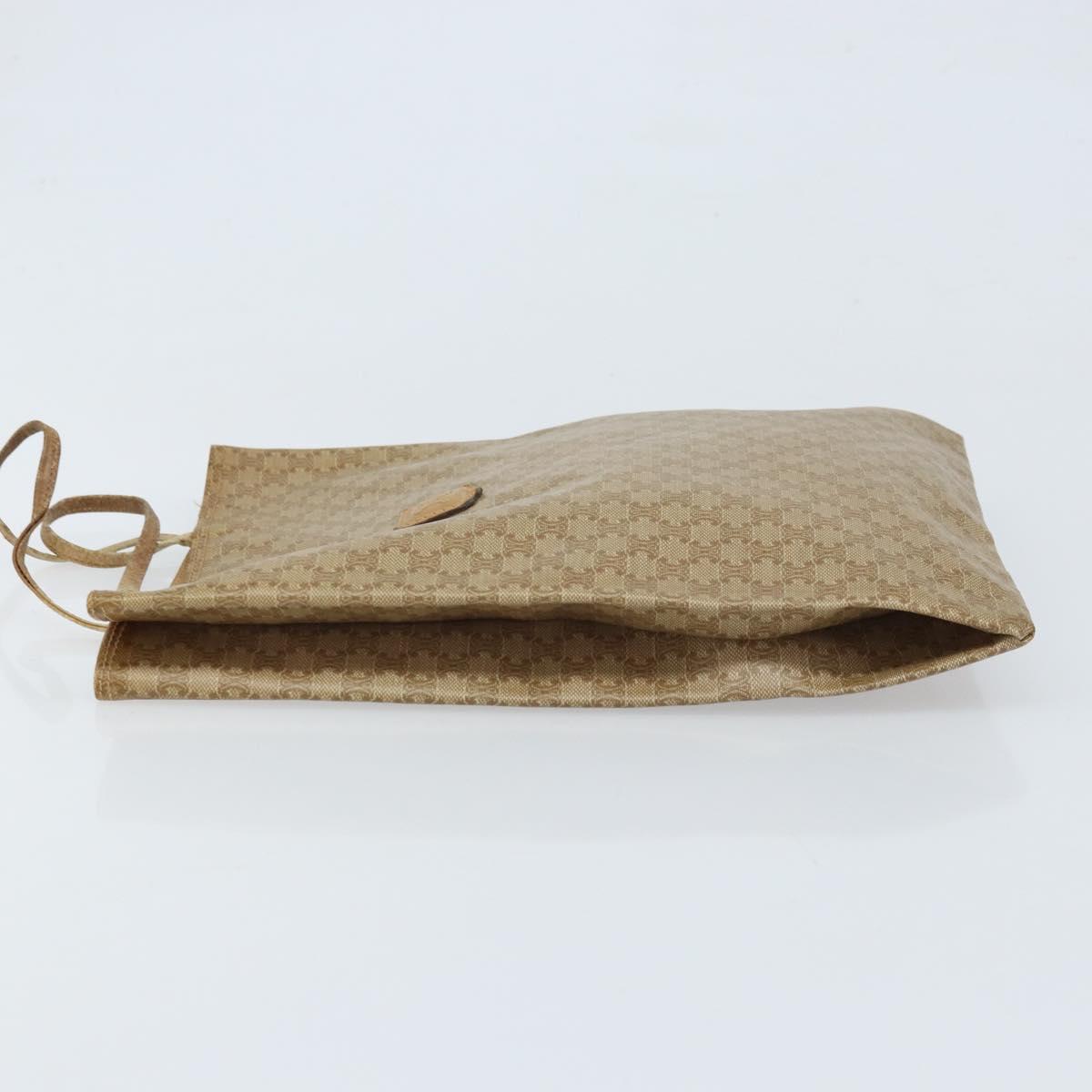CELINE Macadam Canvas Hand Bag PVC Beige Gold Auth BSZ357