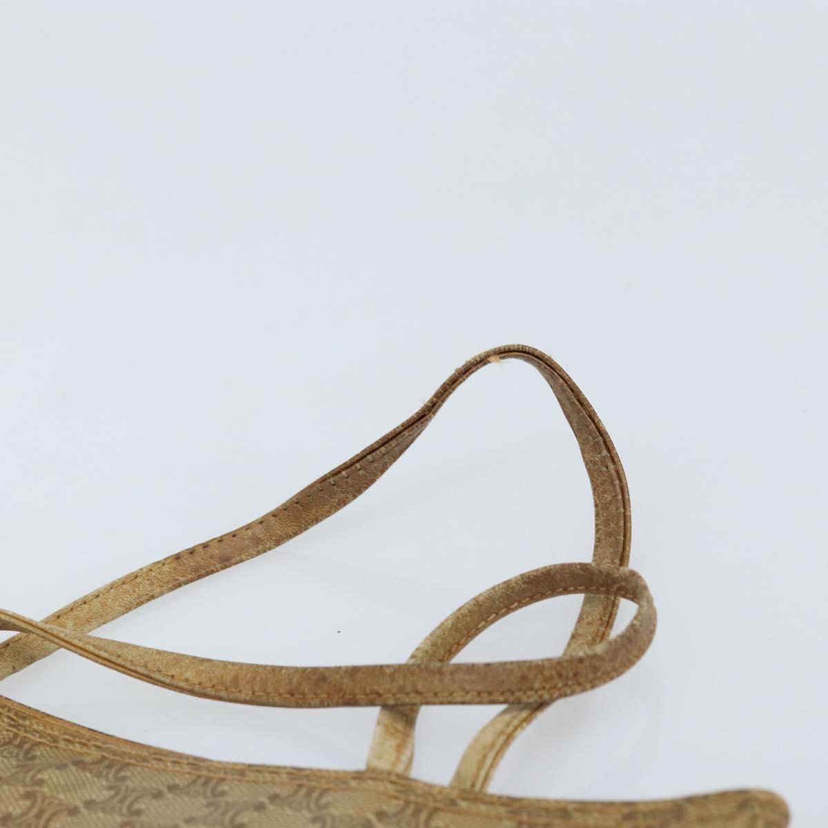 CELINE Macadam Canvas Hand Bag PVC Beige Gold Auth BSZ357