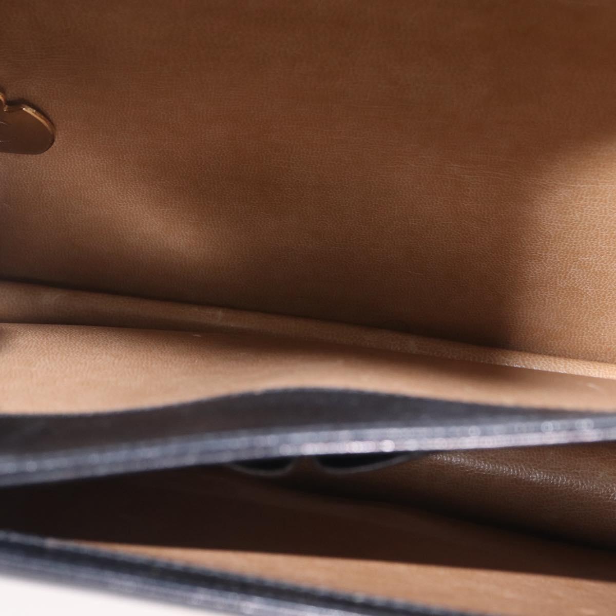 CELINE Horse Carriage Shoulder Bag Leather Black Gold Auth BSZ366