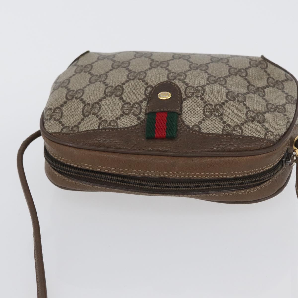 GUCCI GG Supreme Web Sherry Line Bag PVC Beige Gold 89 02 066i Auth BSZ370