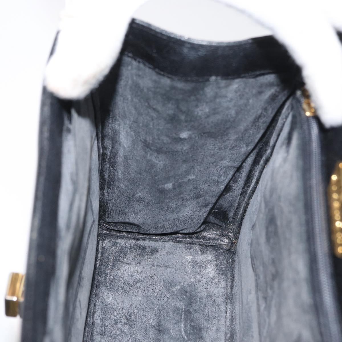 GIVENCHY Hand Bag Leather Black Gold Auth BSZ372