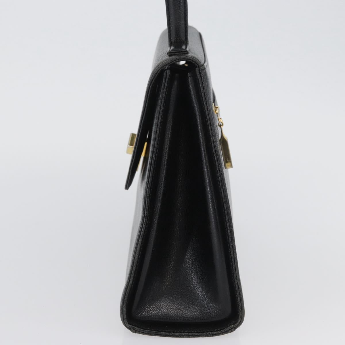 GIVENCHY Hand Bag Leather Black Gold Auth BSZ372