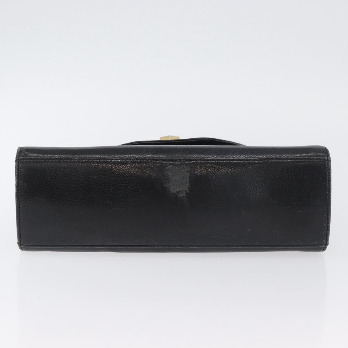 GIVENCHY Hand Bag Leather Black Gold Auth BSZ372