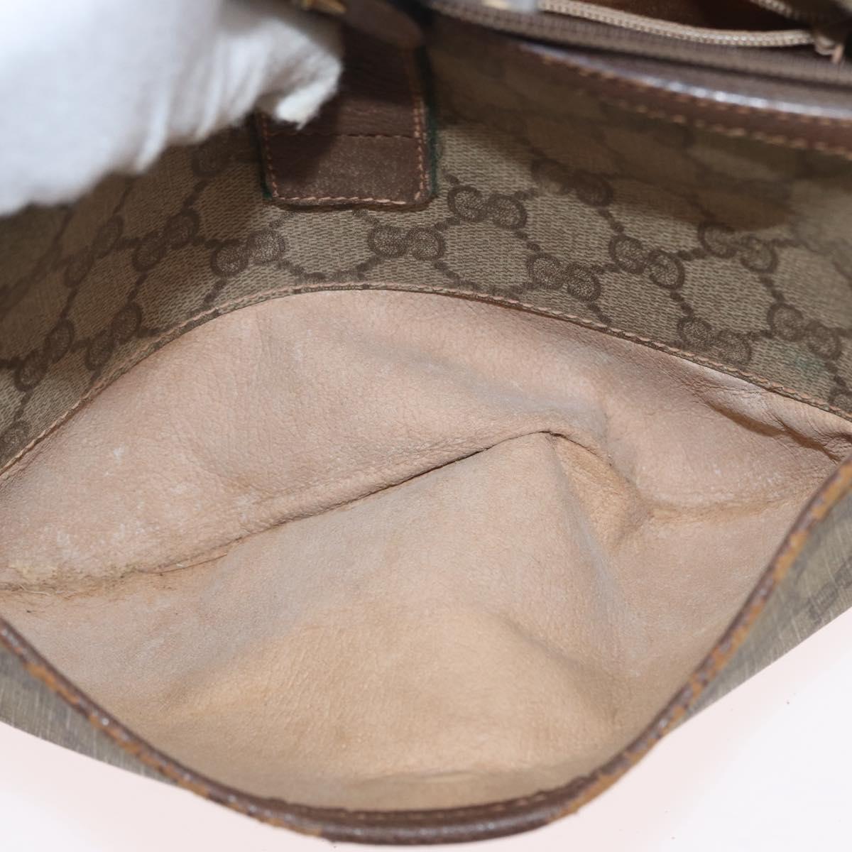 GUCCI GG Supreme Web Sherry Line Bag PVC Beige Gold 89 02 032 Auth BSZ376