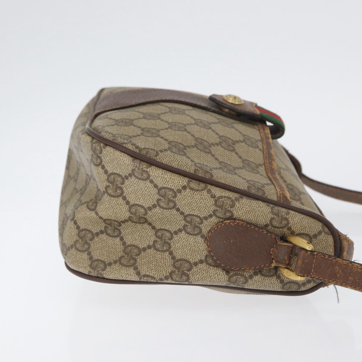 GUCCI GG Supreme Web Sherry Line Bag PVC Beige Gold 89 02 032 Auth BSZ376