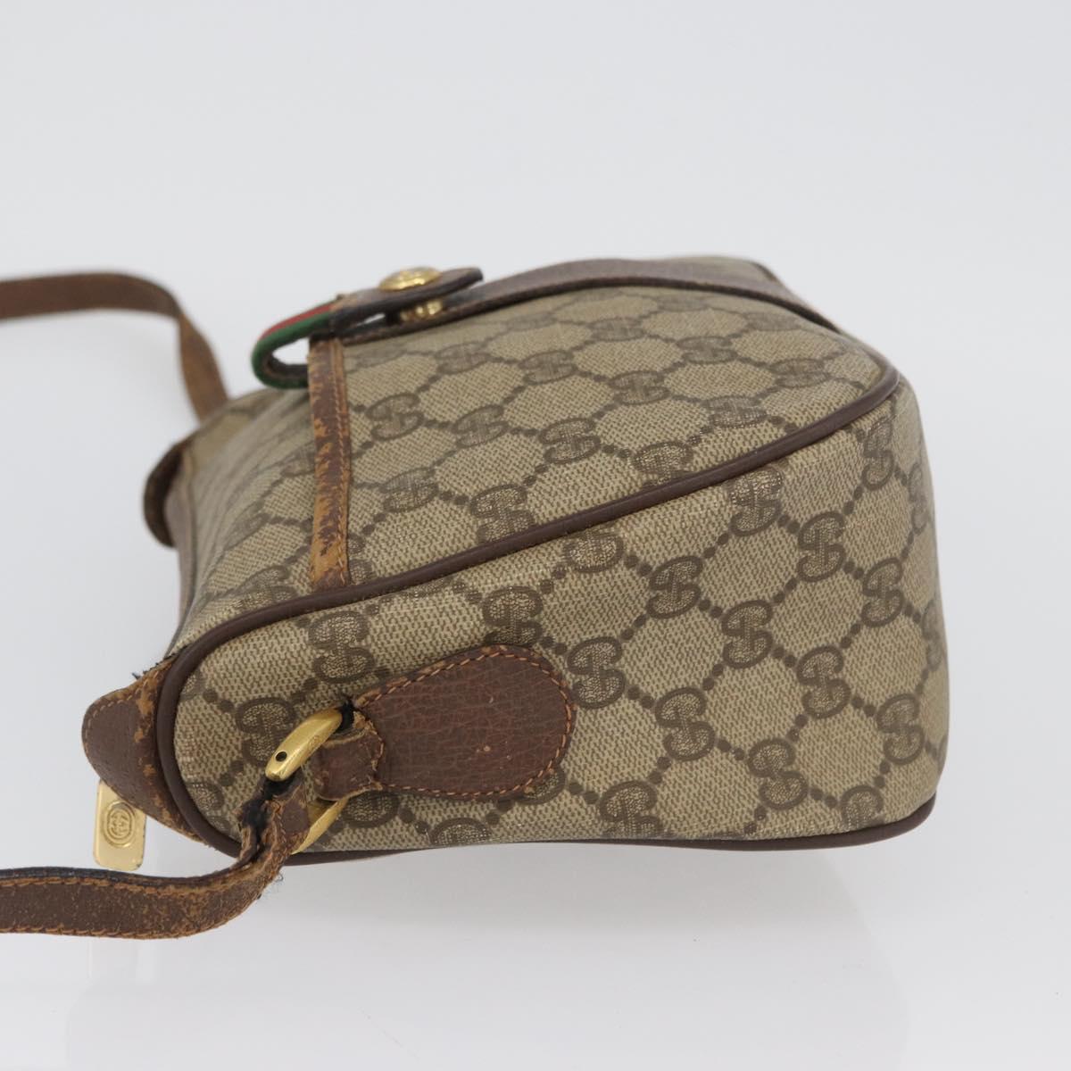 GUCCI GG Supreme Web Sherry Line Bag PVC Beige Gold 89 02 032 Auth BSZ376