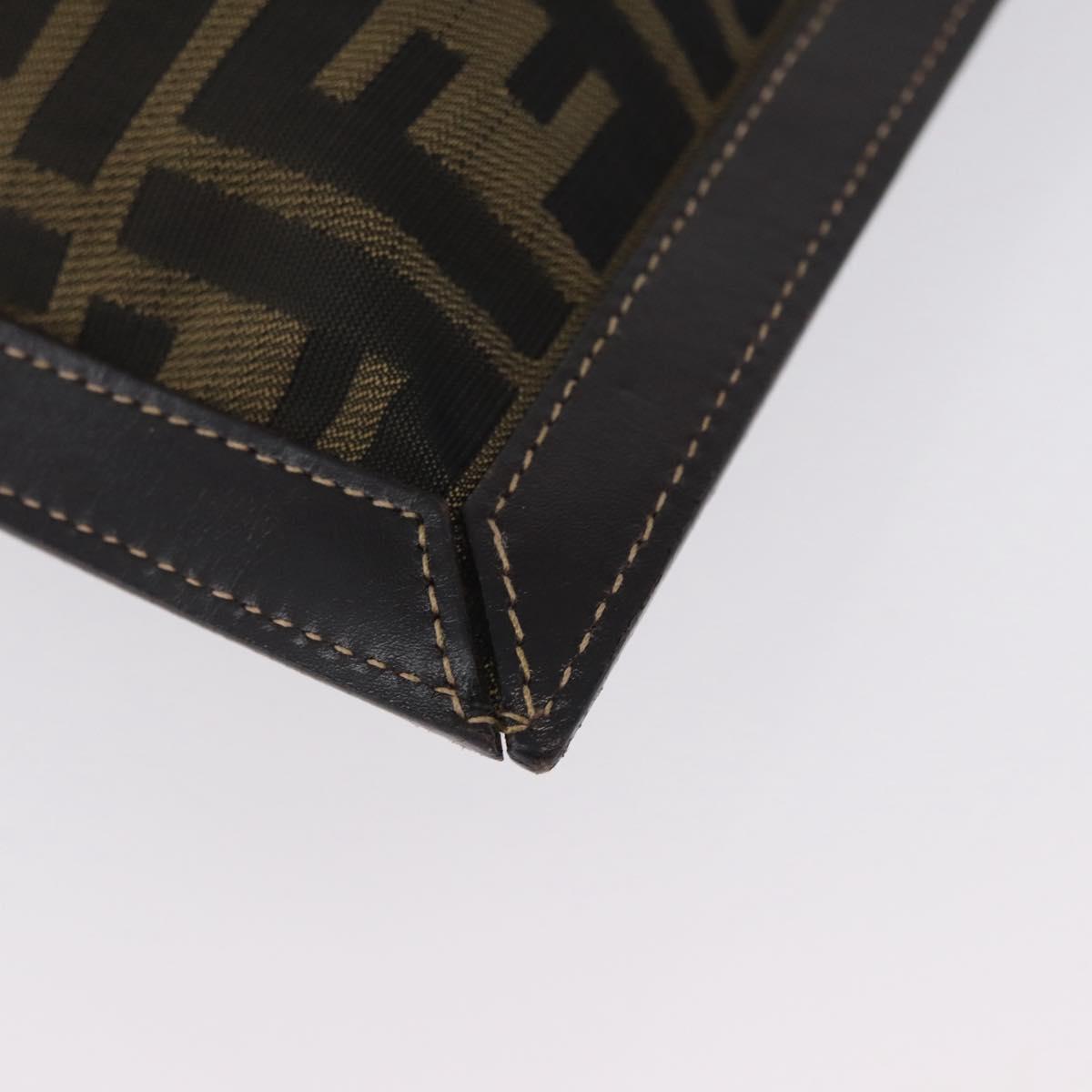 FENDI Zucca Canvas Pouch Brown Black Auth BSZ377