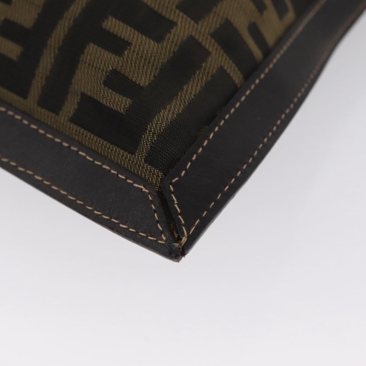 FENDI Zucca Canvas Pouch Brown Black Auth BSZ377