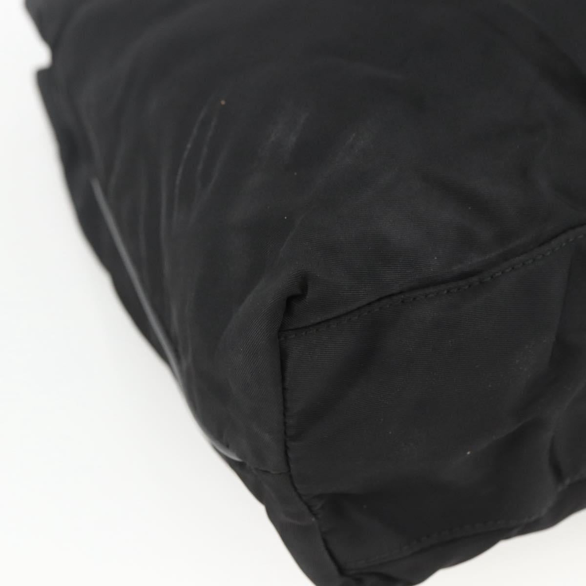 PRADA Tote Bag Nylon Black Silver Auth BSZ380