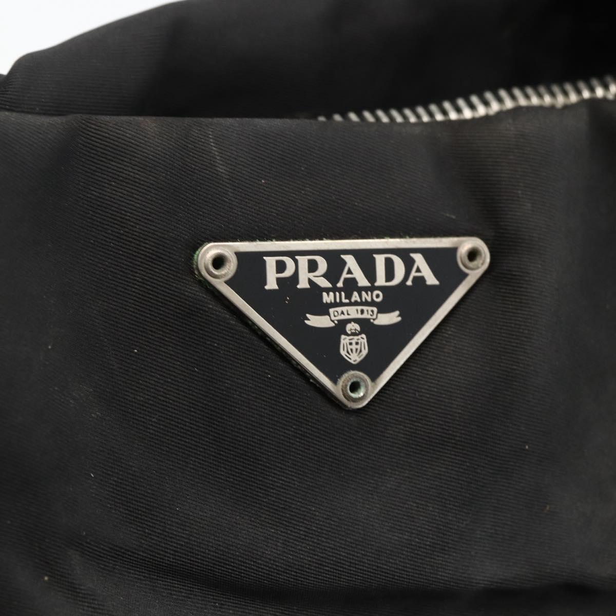 PRADA Tote Bag Nylon Black Silver Auth BSZ380