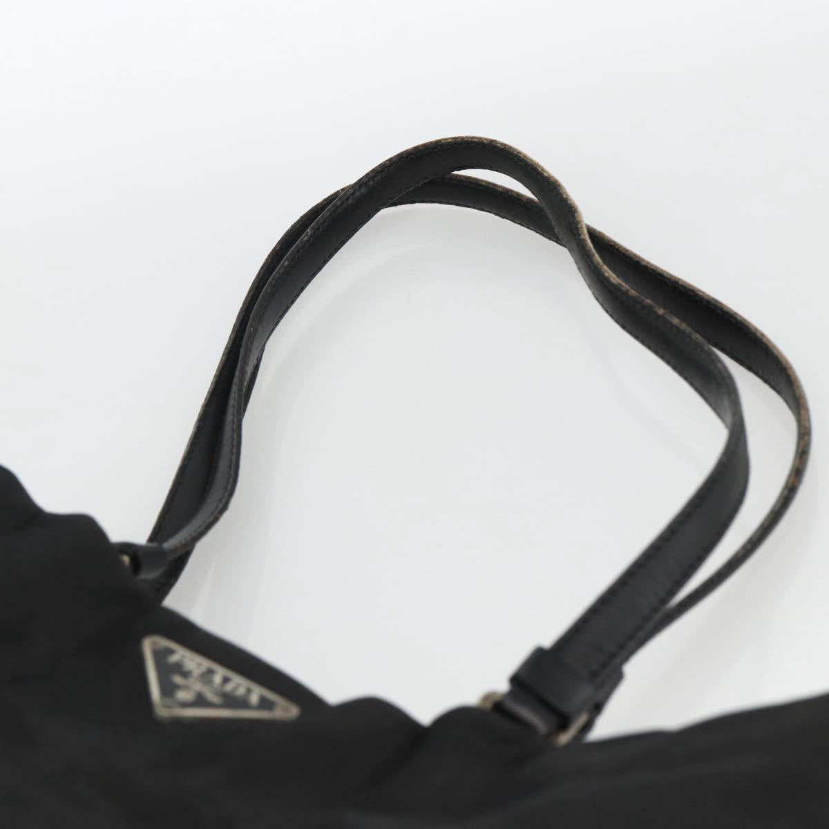 PRADA Tote Bag Nylon Black Silver Auth BSZ380