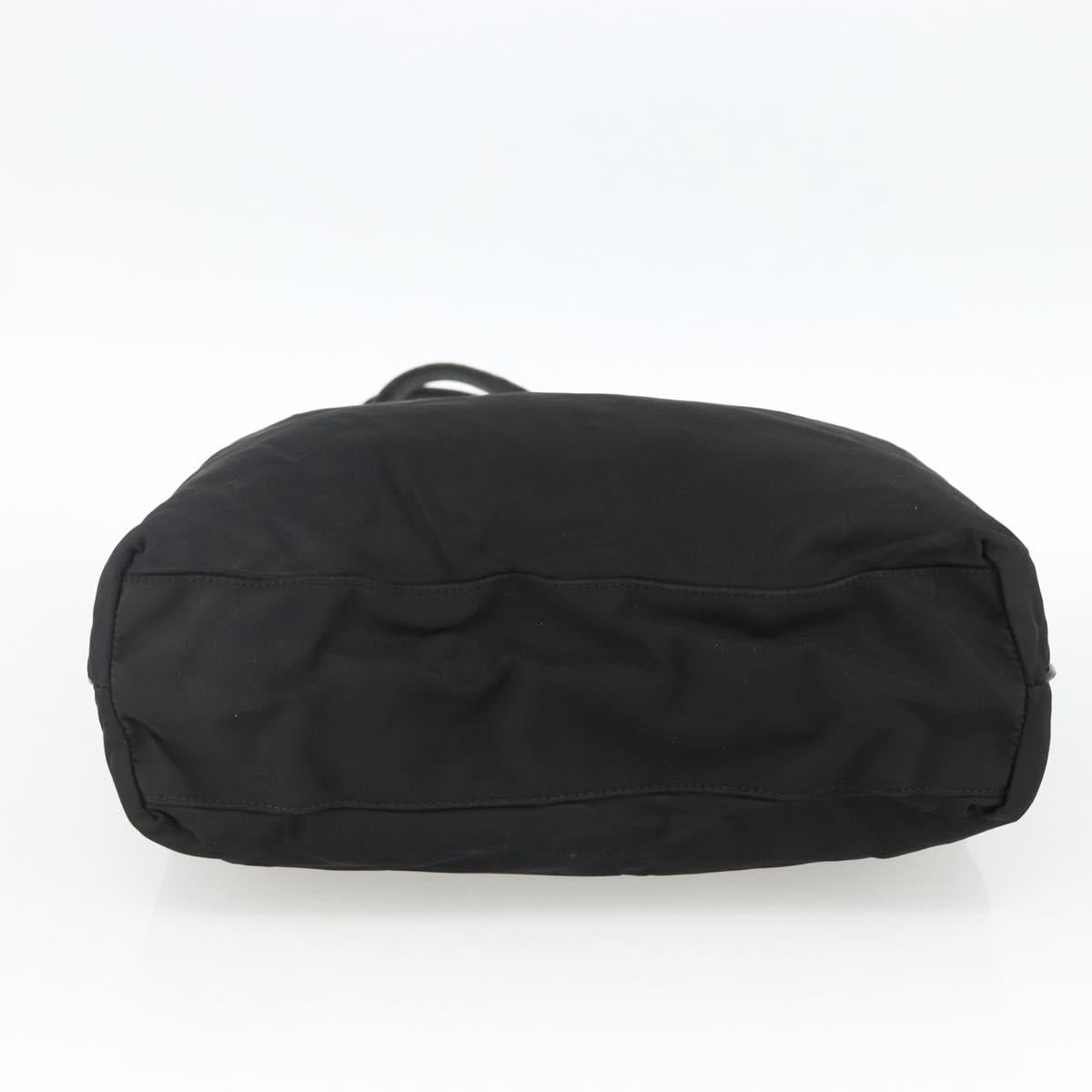 PRADA Tote Bag Nylon Black Silver Auth BSZ380