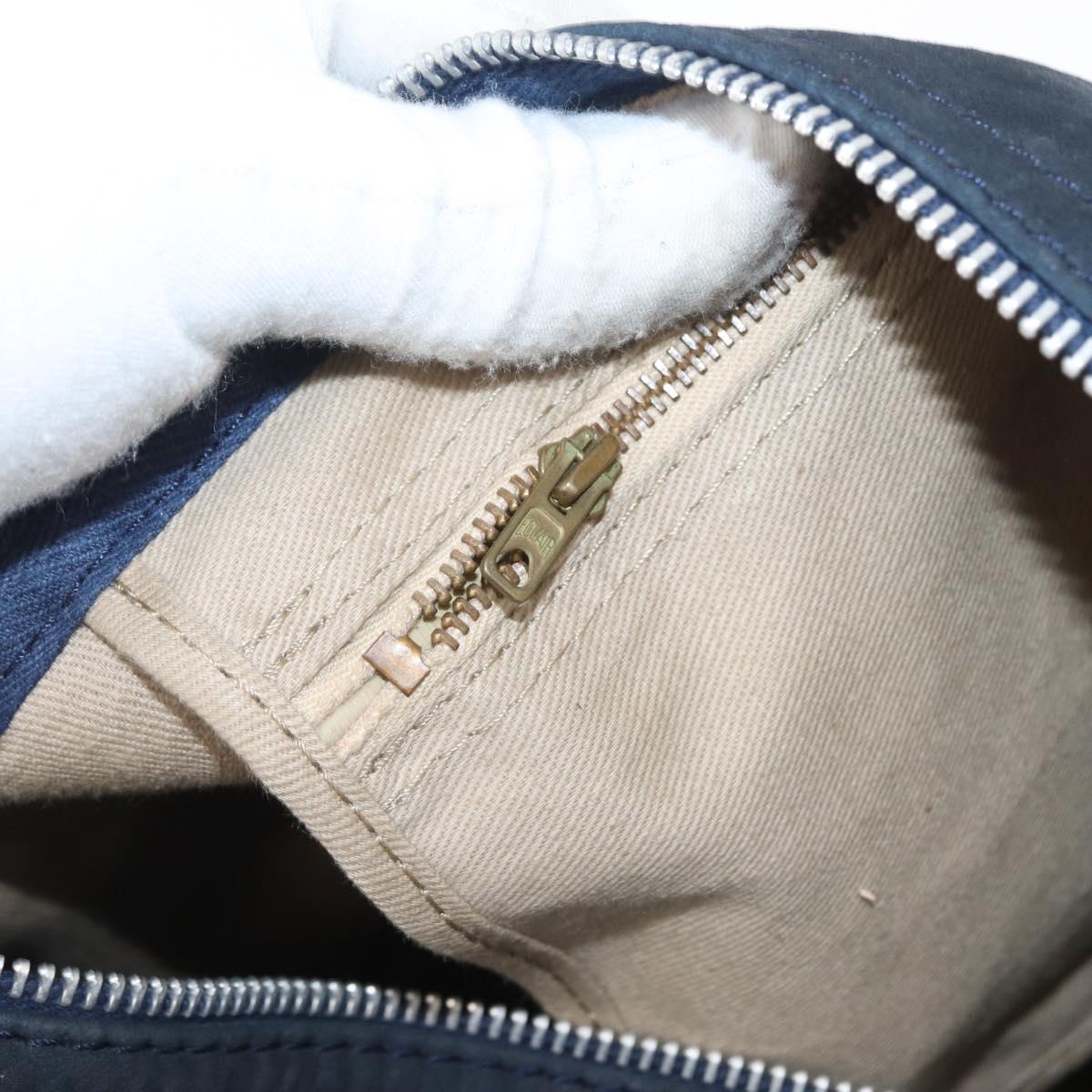 Christian Dior Trotter Canvas Hand Bag Suede Navy Silver Auth BSZ381