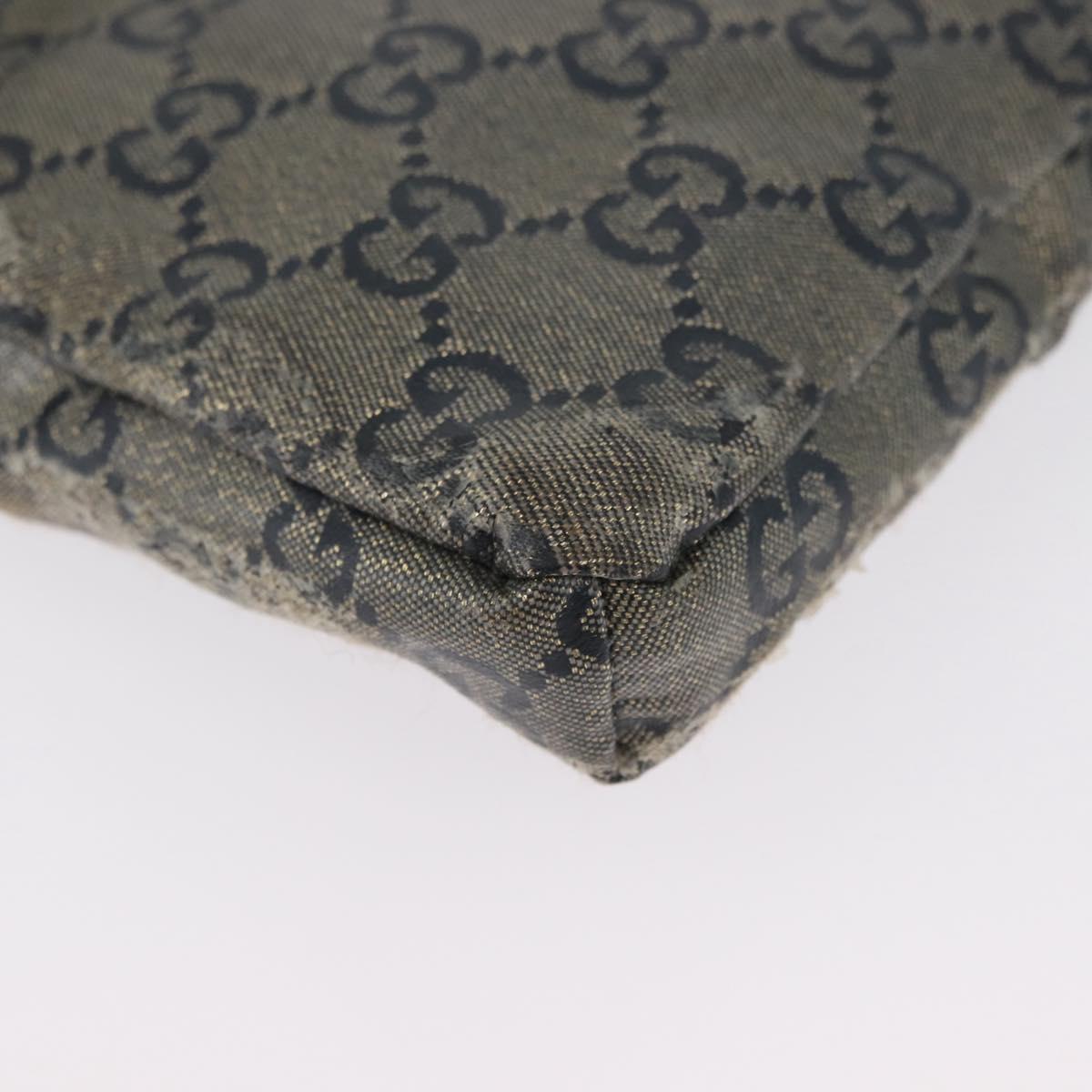 GUCCI GG Crystal Waist bag Coated Canvas Navy Gold 28566 Auth BSZ382