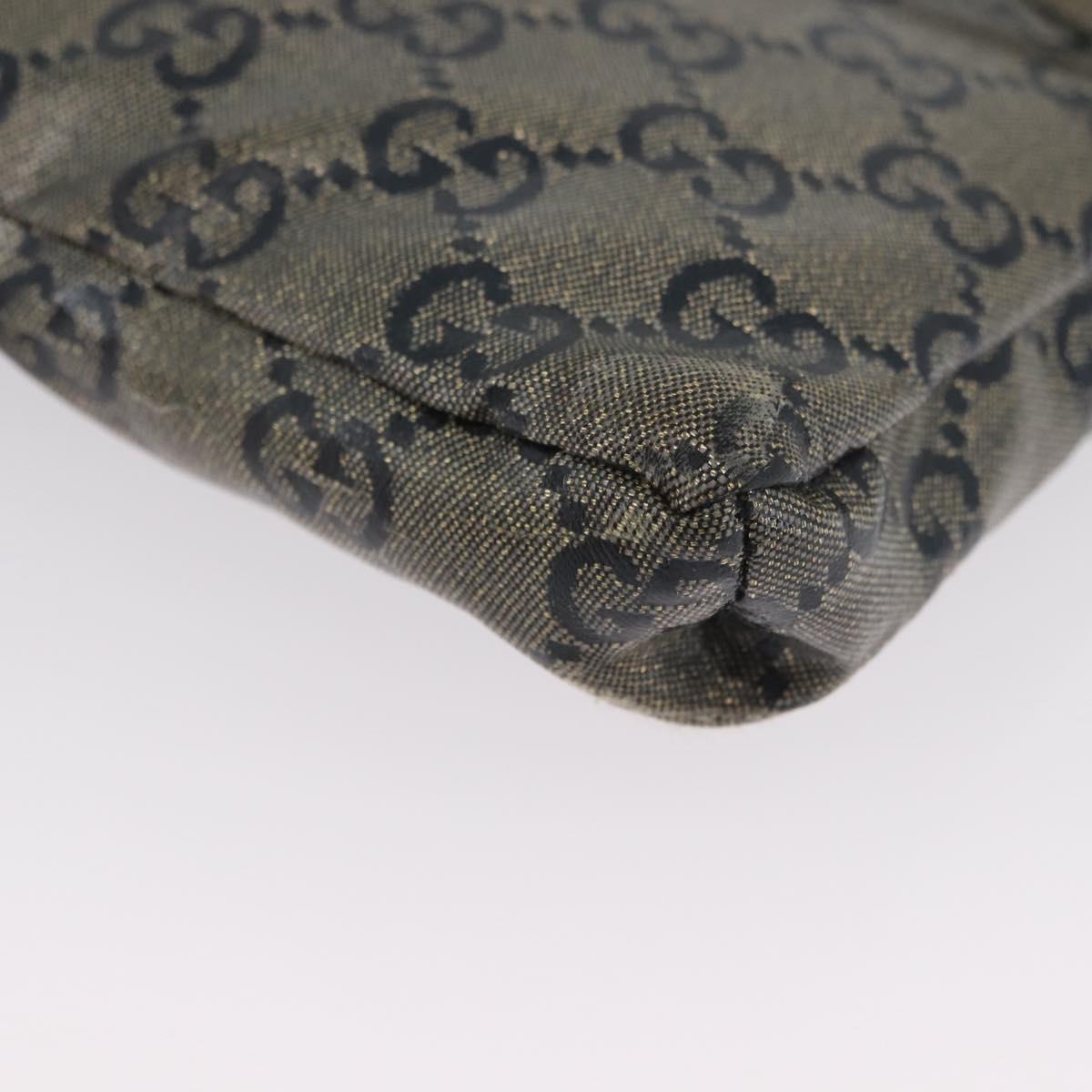 GUCCI GG Crystal Waist bag Coated Canvas Navy Gold 28566 Auth BSZ382