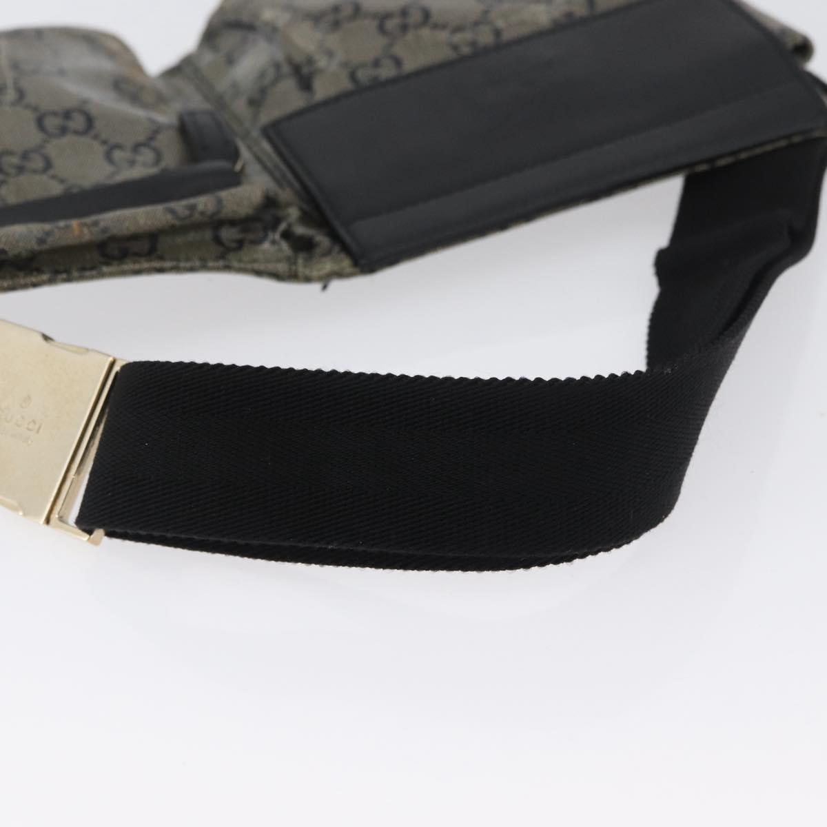 GUCCI GG Crystal Waist bag Coated Canvas Navy Gold 28566 Auth BSZ382