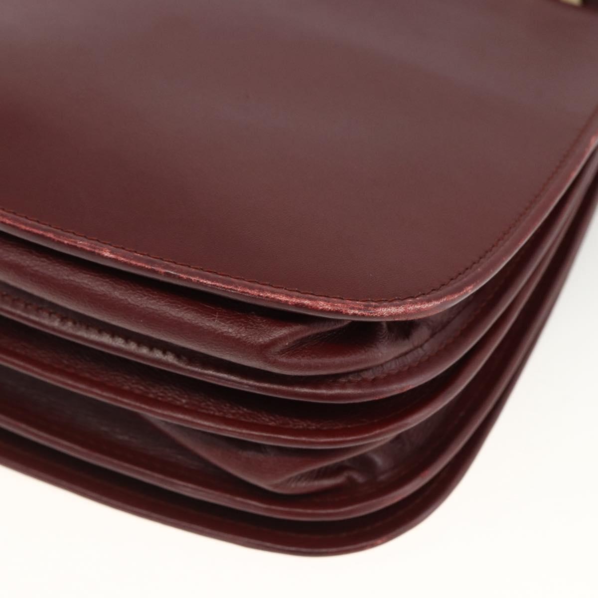 CARTIER Must Line Shoulder Bag Leather Bordeaux Gold Auth BSZ395
