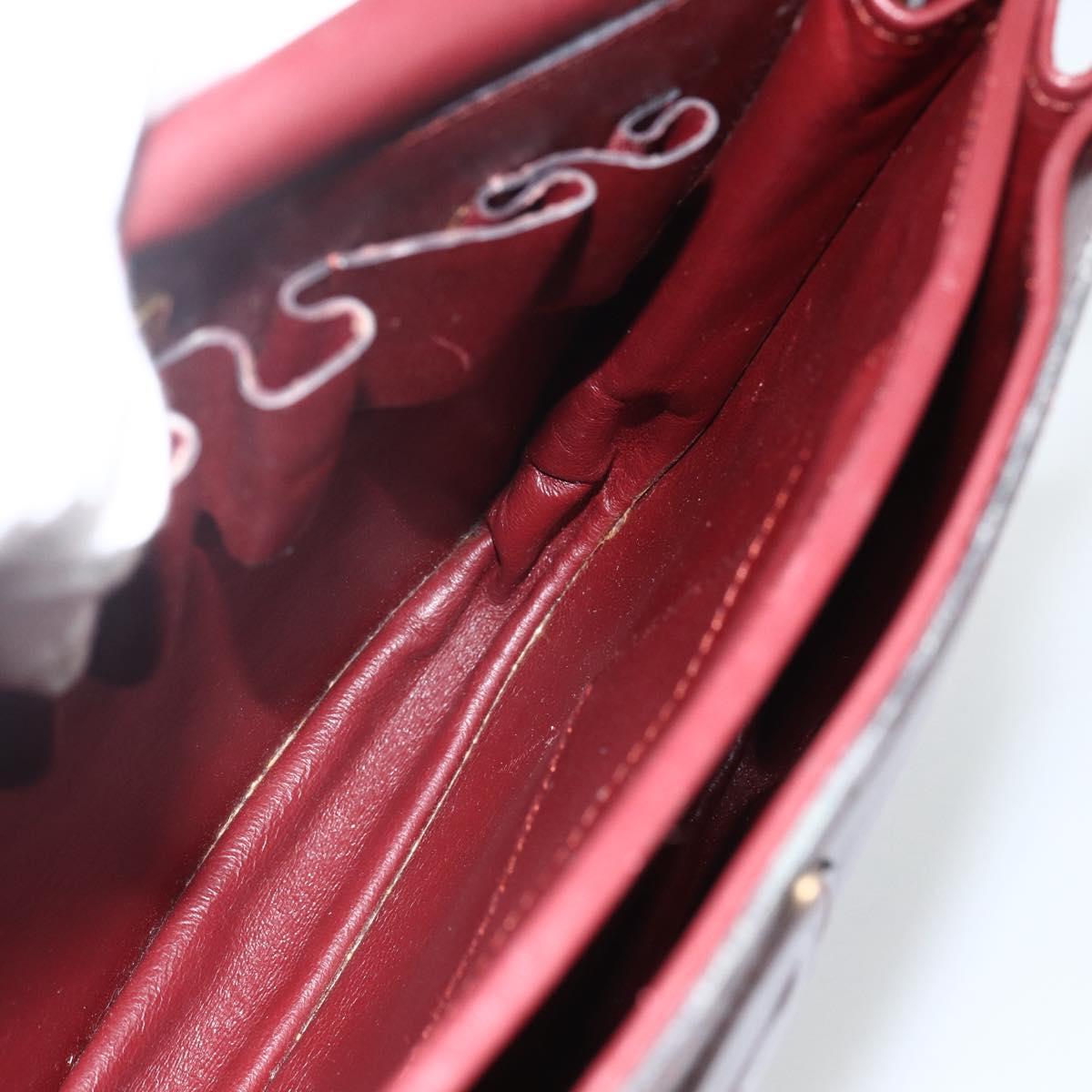 CARTIER Must Line Shoulder Bag Leather Bordeaux Gold Auth BSZ395
