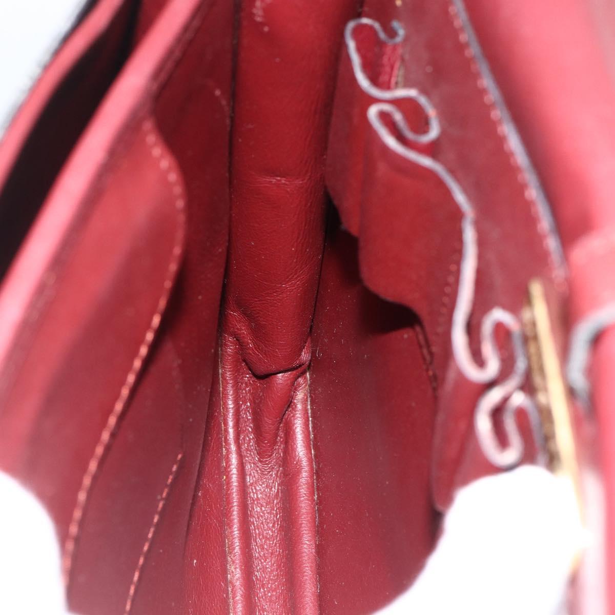 CARTIER Must Line Shoulder Bag Leather Bordeaux Gold Auth BSZ395