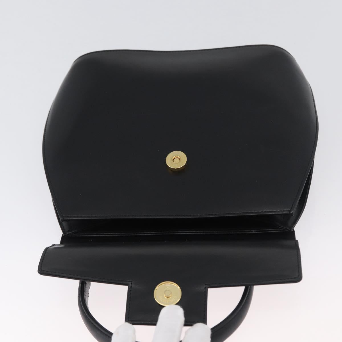 GIVENCHY Hand Bag Leather Black Gold Auth BSZ396
