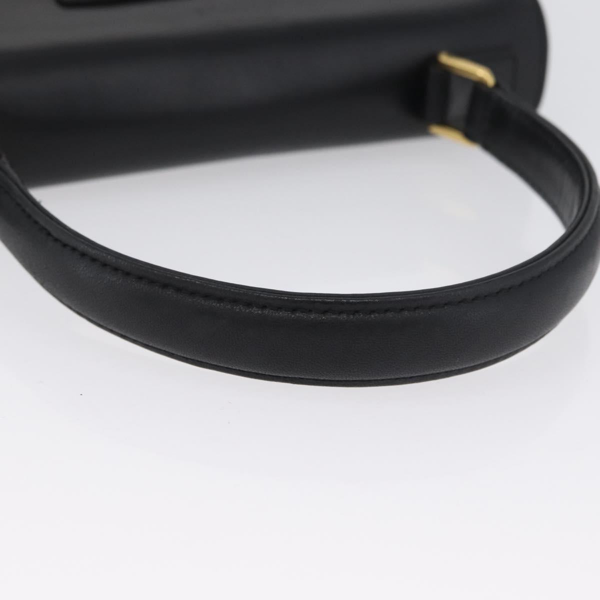 GIVENCHY Hand Bag Leather Black Gold Auth BSZ396