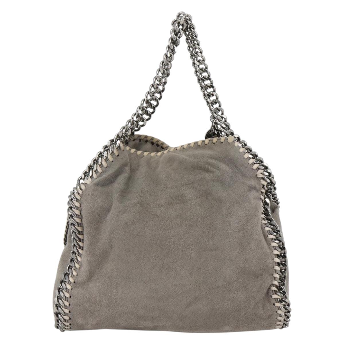 Stella MacCartney Chain Fabera Shoulder Bag Polyester Gray Silver Auth BSZ398