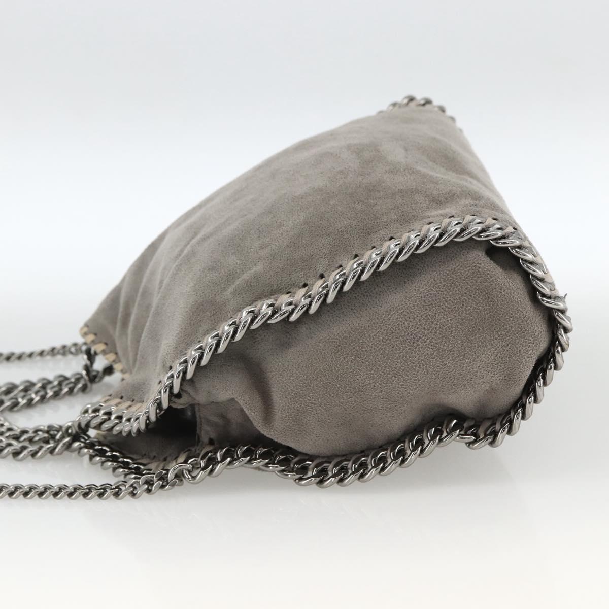 Stella MacCartney Chain Fabera Shoulder Bag Polyester Gray Silver Auth BSZ398