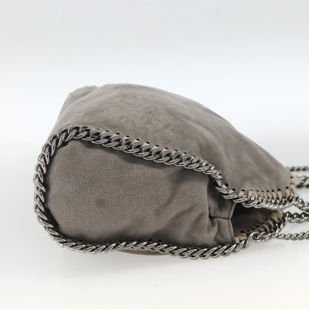 Stella MacCartney Chain Fabera Shoulder Bag Polyester Gray Silver Auth BSZ398