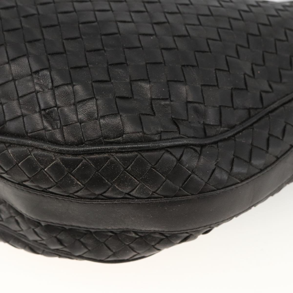 BOTTEGA VENETA INTRECCIATO Shoulder Bag Leather Black Gold Auth BSZ399