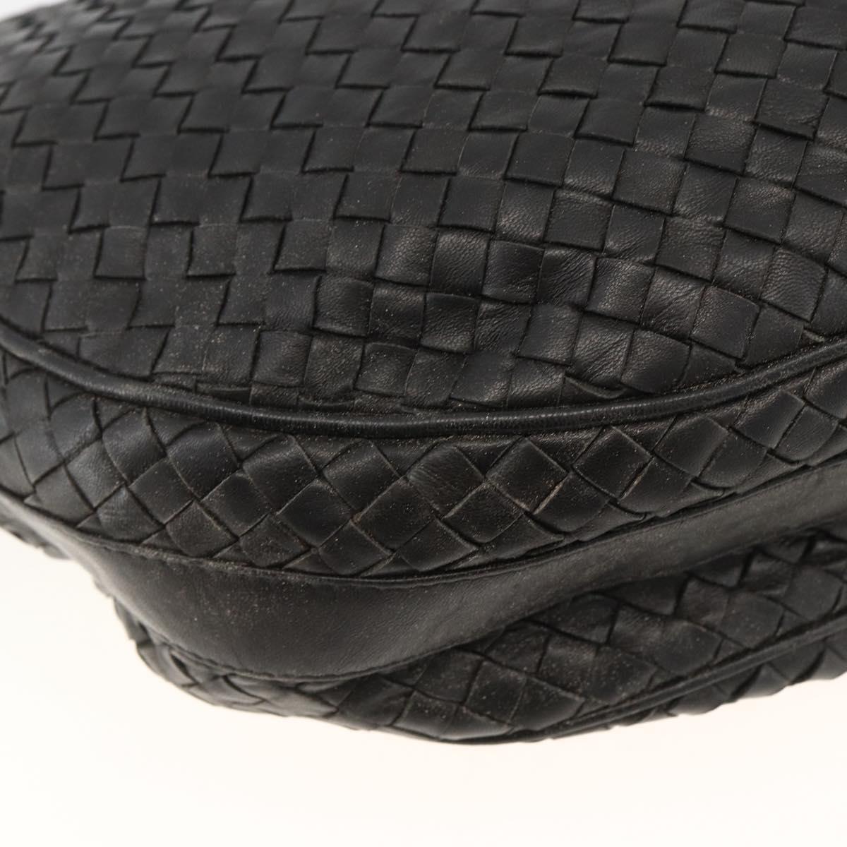 BOTTEGA VENETA INTRECCIATO Shoulder Bag Leather Black Gold Auth BSZ399