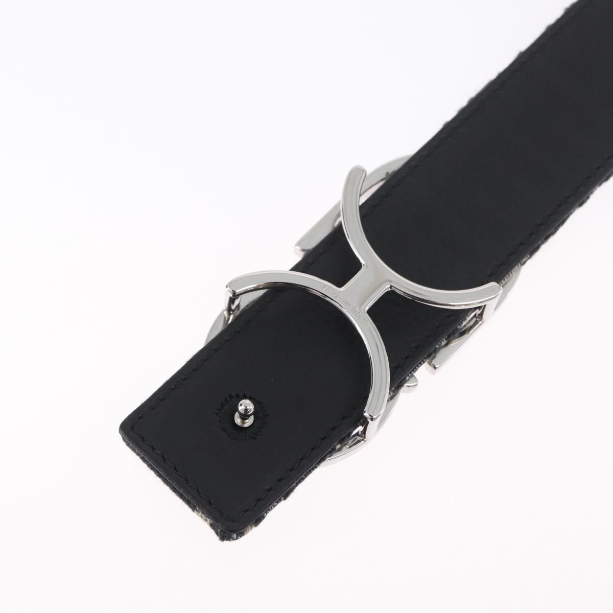 Christian Dior Oblique Trotter Canvas Belt 40.2"" Navy Silver Auth BSZ403M