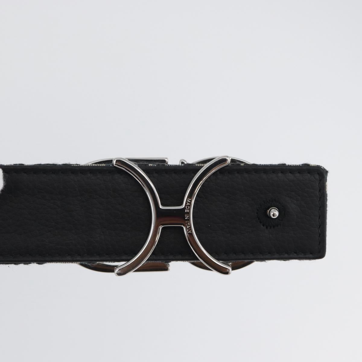 Christian Dior Oblique Trotter Canvas Belt 40.2"" Navy Silver Auth BSZ403M