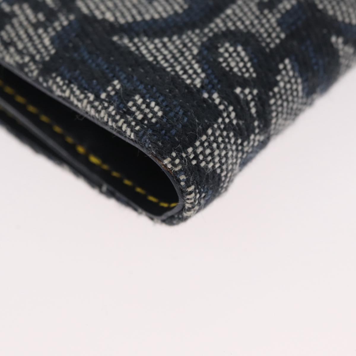 Christian Dior Trotter Canvas Wallet Navy Gold Auth BSZ409V
