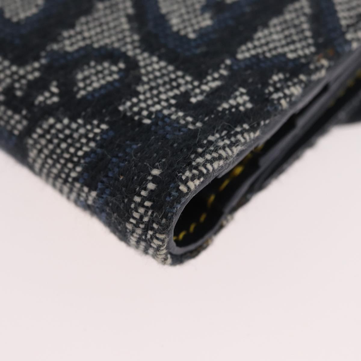 Christian Dior Trotter Canvas Wallet Navy Gold Auth BSZ409V