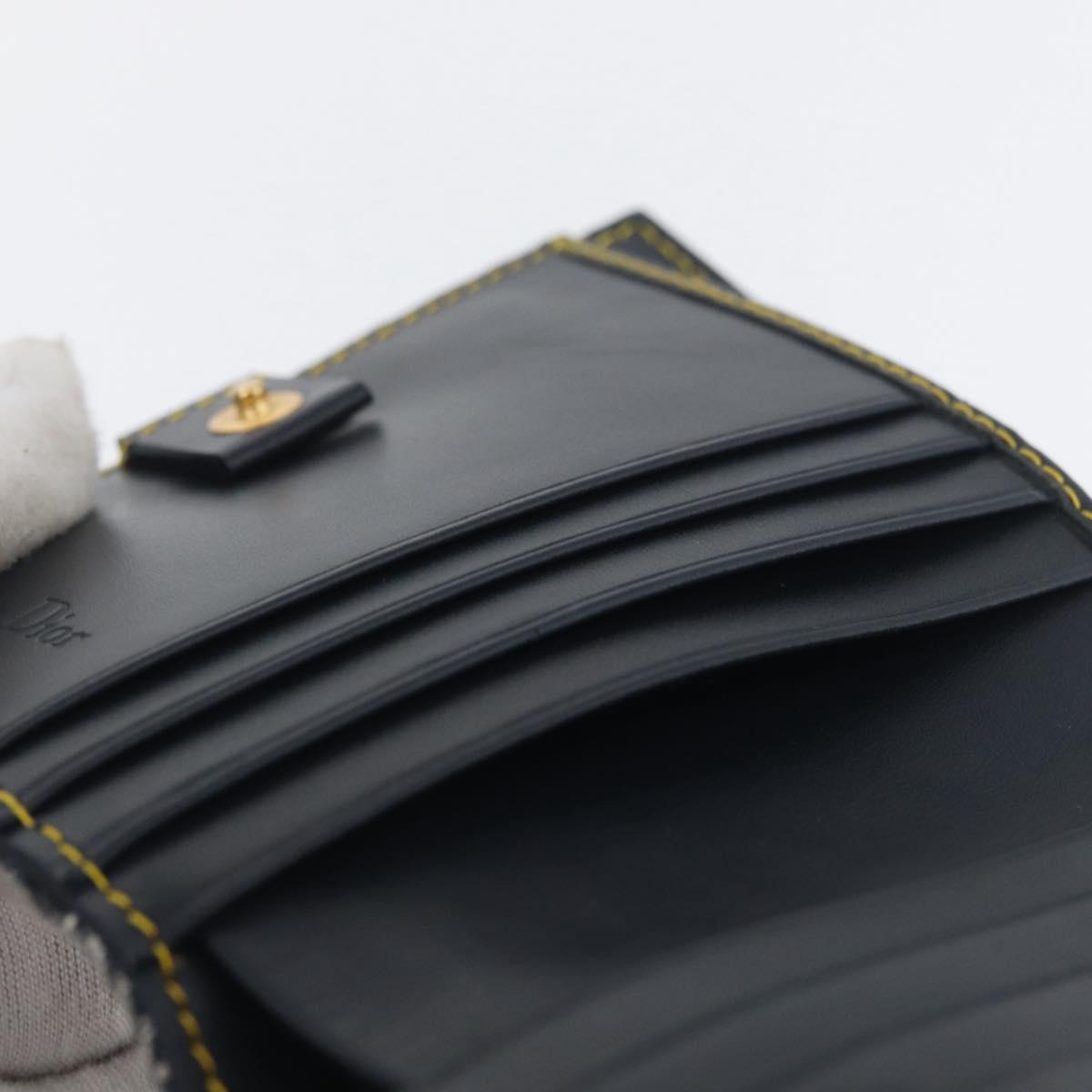 Christian Dior Trotter Canvas Wallet Navy Gold Auth BSZ409V
