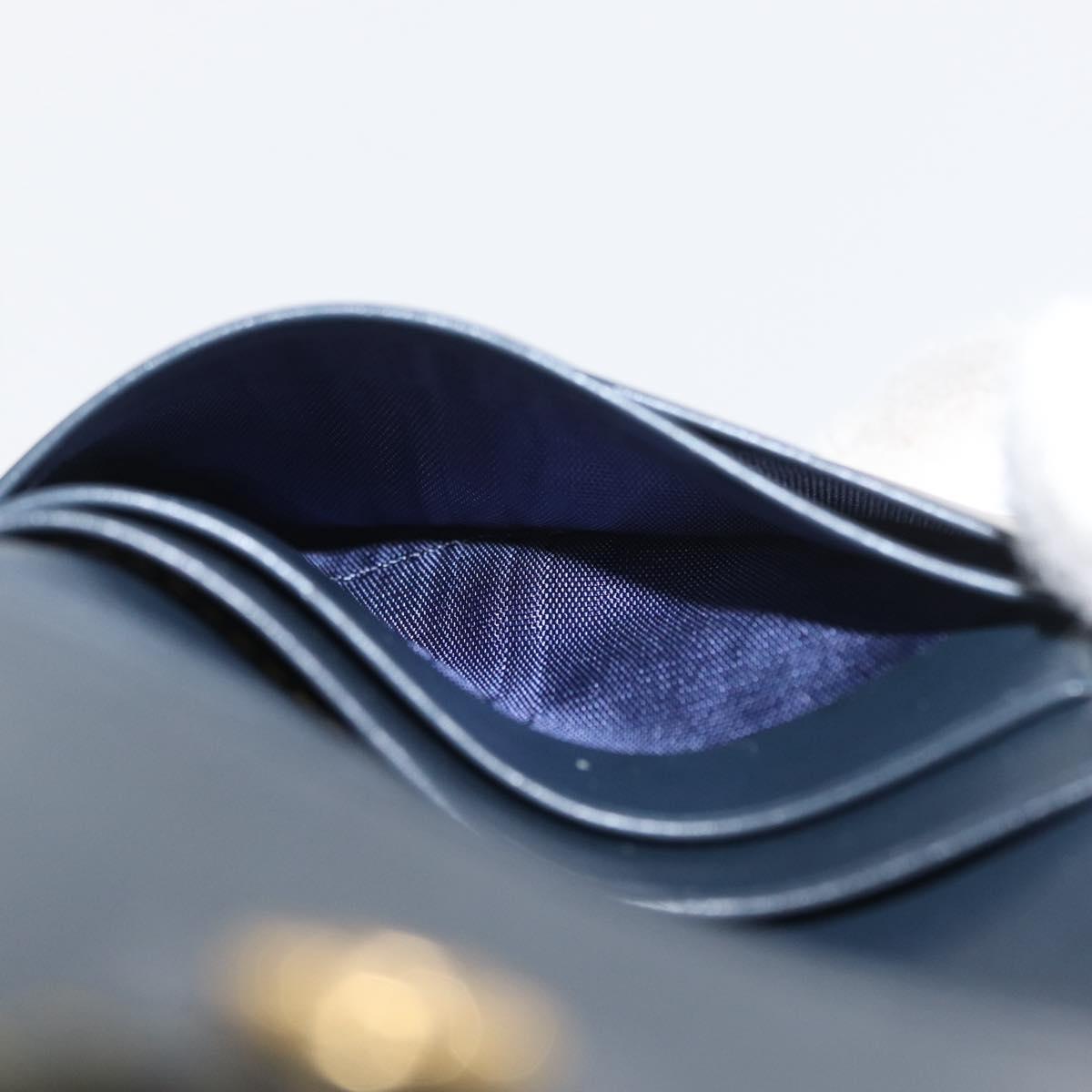 Christian Dior Trotter Canvas Wallet Navy Gold Auth BSZ409V