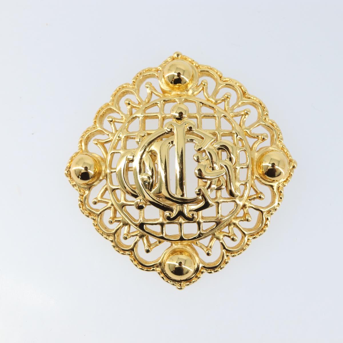 Christian Dior Brooch metal Gold Auth BSZ410V