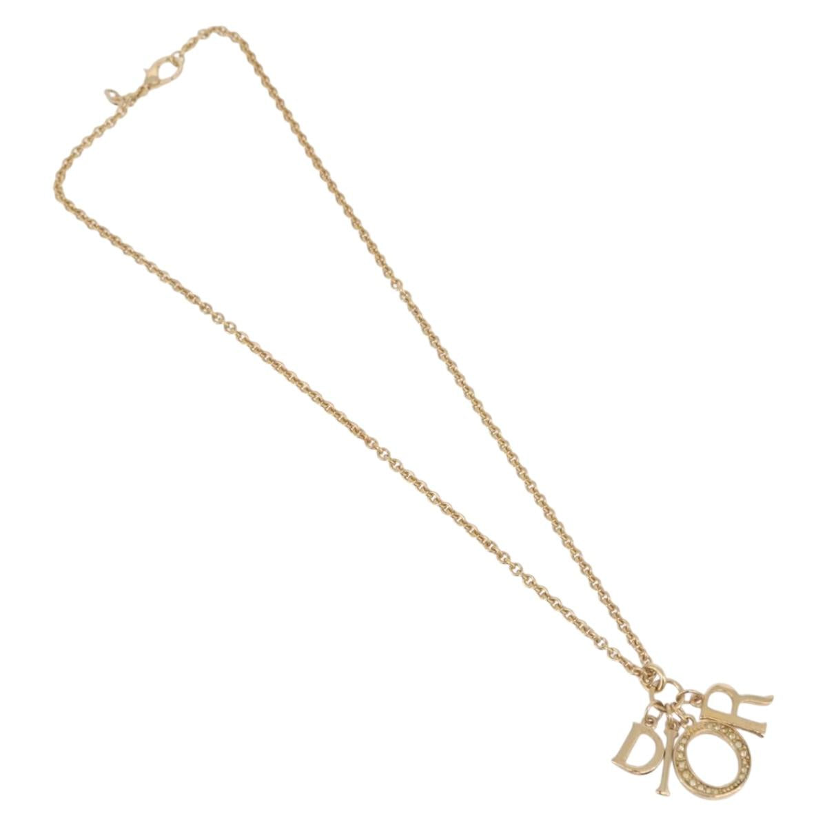 Christian Dior Necklace metal Gold Auth BSZ415