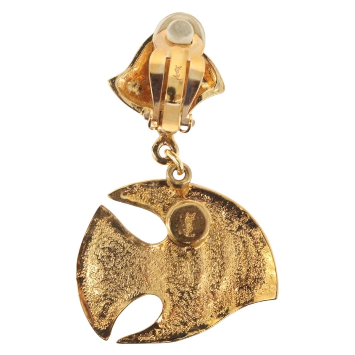 SAINT LAURENT Earring Earring metal Gold Auth BSZ416V