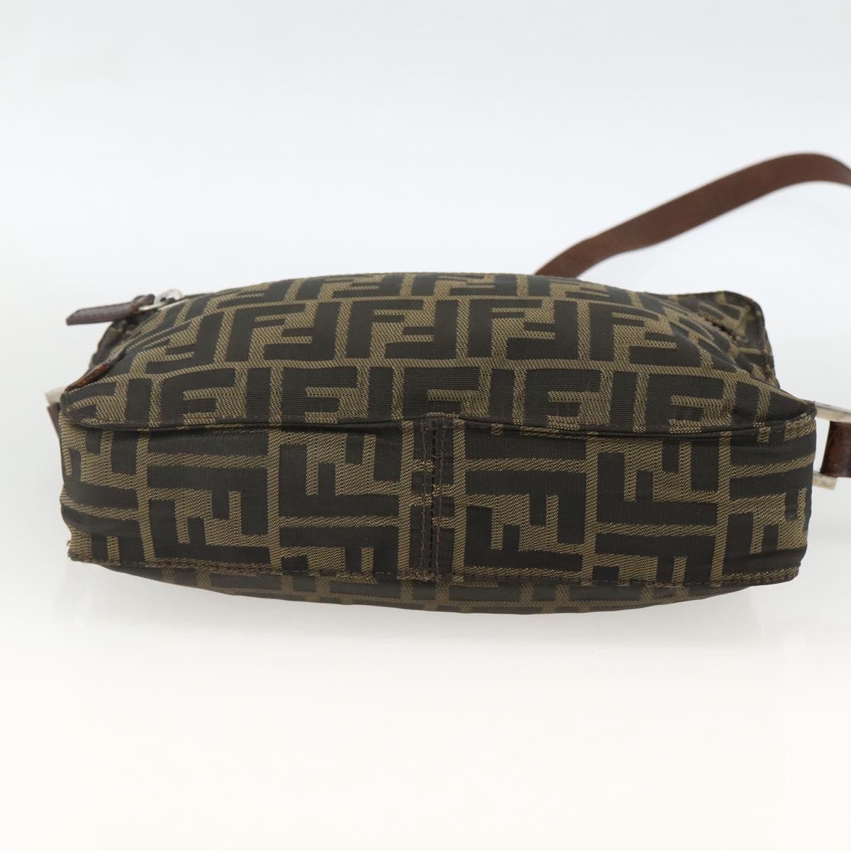 FENDI Zucca Canvas Shoulder Bag Black Brown Auth BSZ424