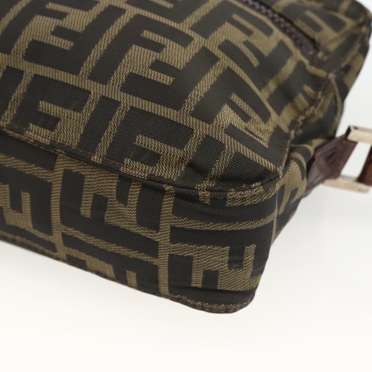 FENDI Zucca Canvas Shoulder Bag Black Brown Auth BSZ424