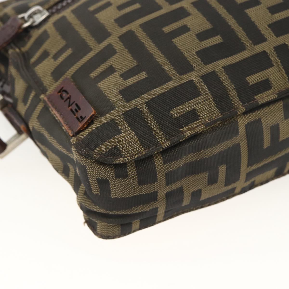FENDI Zucca Canvas Shoulder Bag Black Brown Auth BSZ424