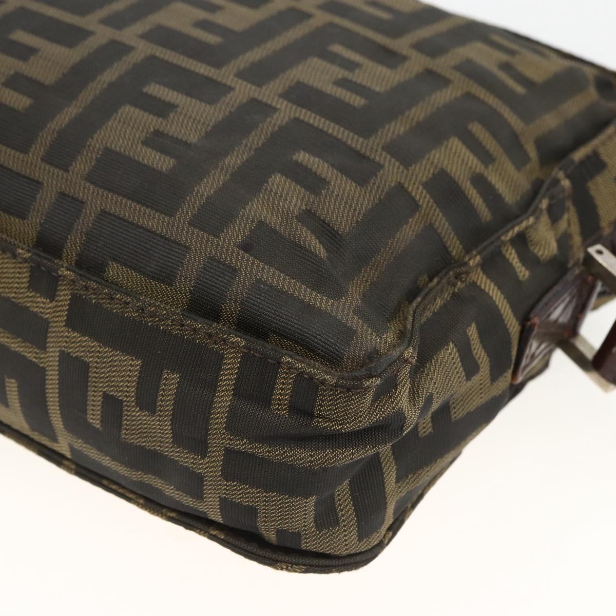 FENDI Zucca Canvas Shoulder Bag Black Brown Auth BSZ424