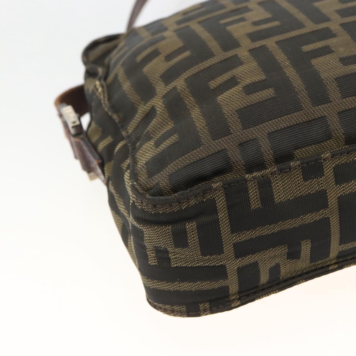 FENDI Zucca Canvas Shoulder Bag Black Brown Auth BSZ424