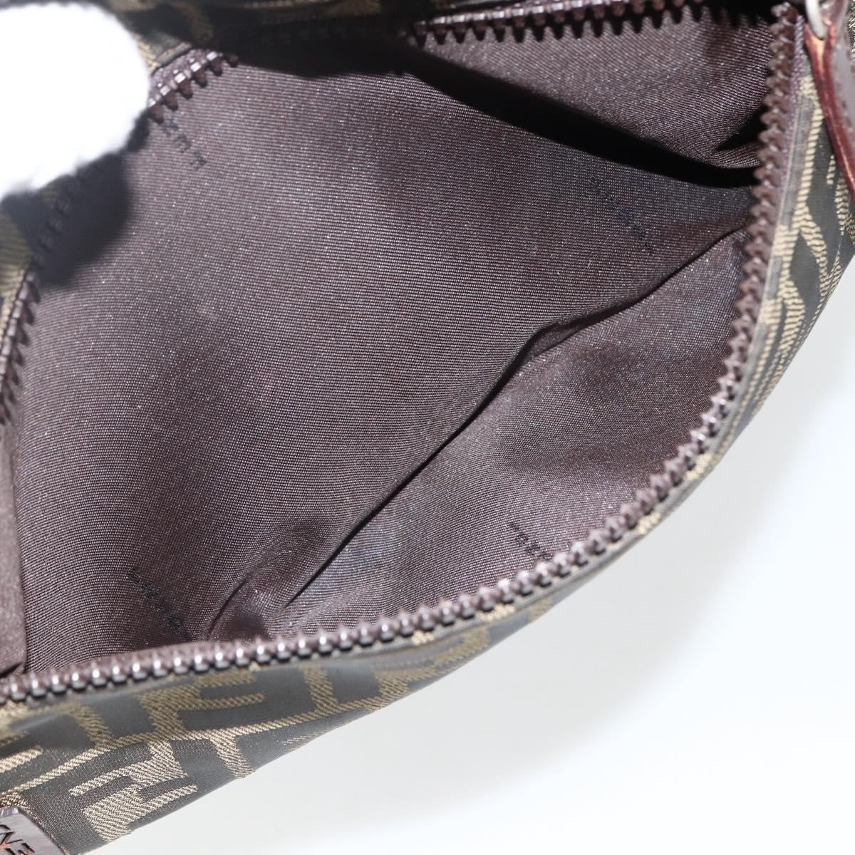 FENDI Zucca Canvas Shoulder Bag Black Brown Auth BSZ424