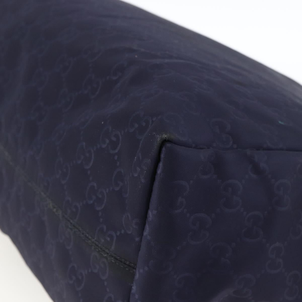 GUCCI GG Canvas Tote Bag Nylon Navy Gold 282439 Auth BSZ426